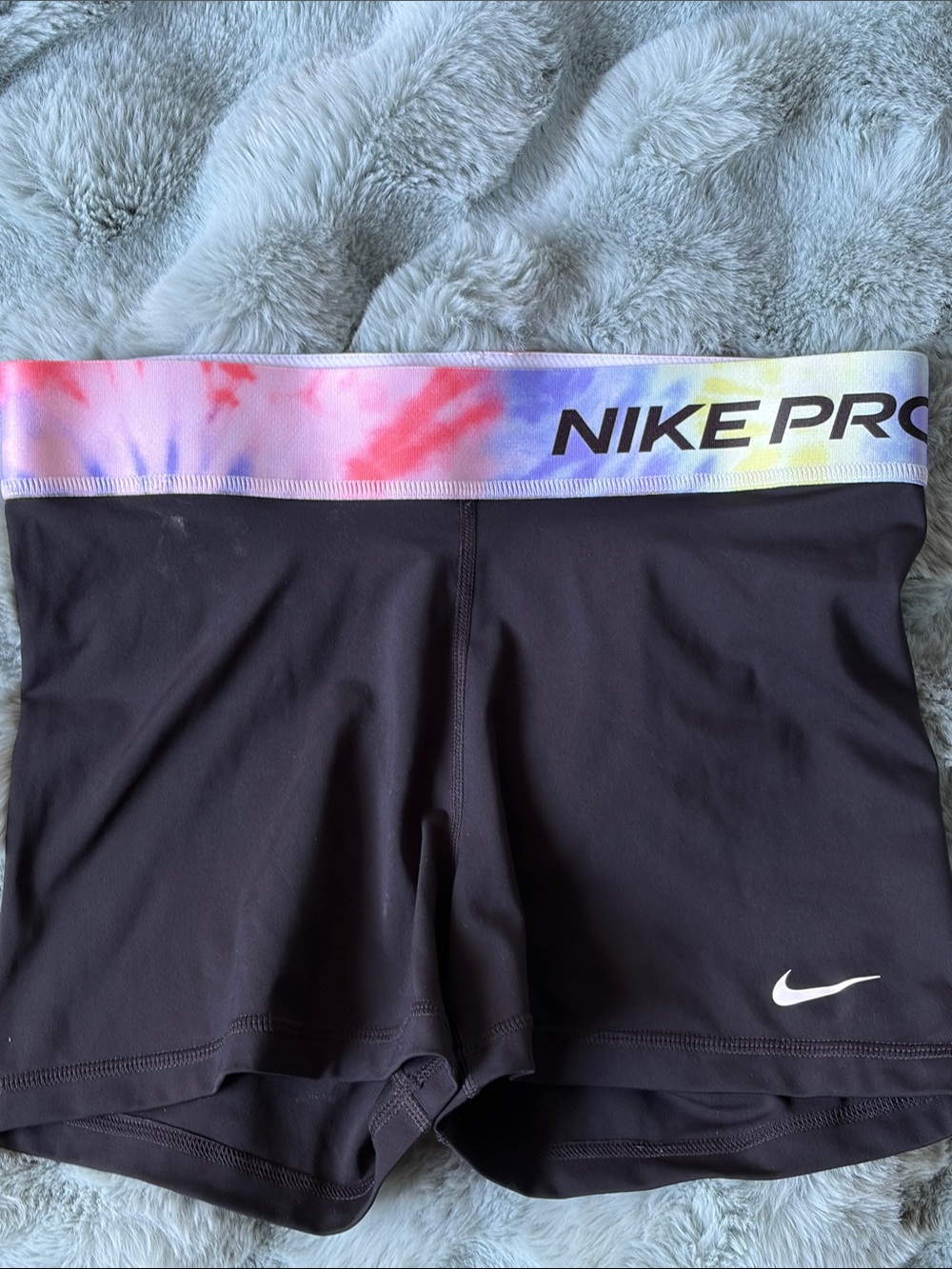 Nike Black Performance Shorts with Multicolor Tie-Dye Waistband